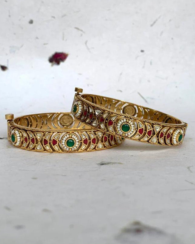 Gold Plated Multi Jadau Bangle-G3510300