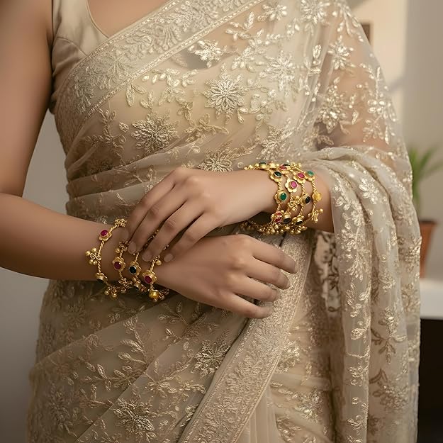 Chan Chan Multi-Color Gold-Plated Ghungroo Bangle Set