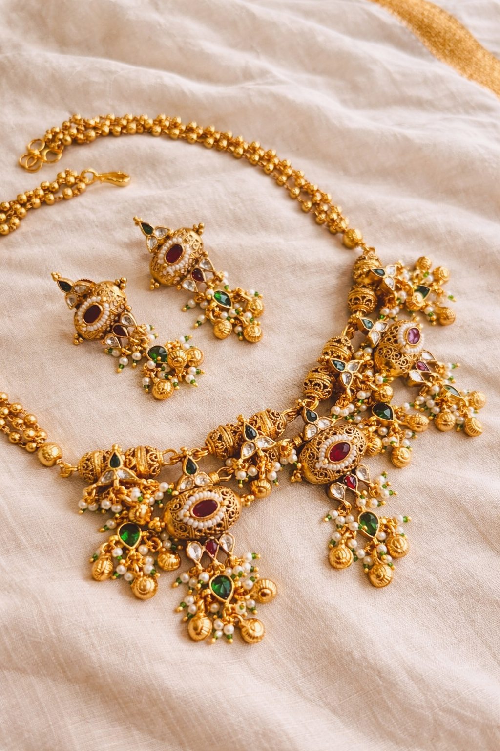 Multi Dodi Jadau Fusion Necklace-G356300