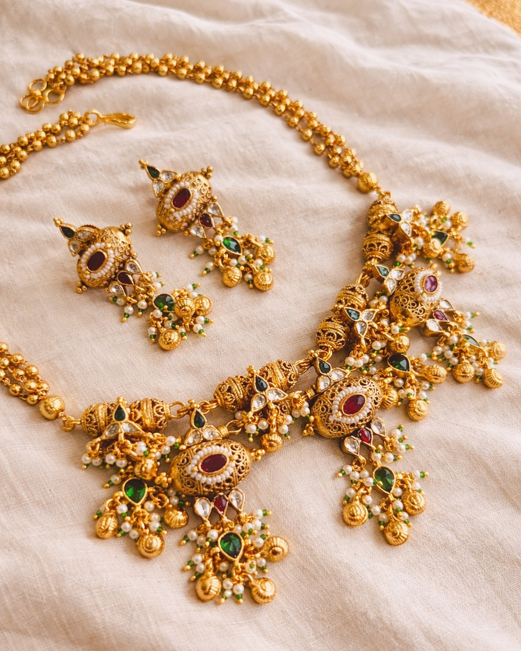 Multi Dodi Jadau Fusion Necklace-G356300