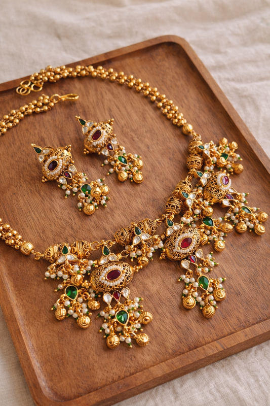 Multi Dodi Jadau Fusion Necklace-G356300