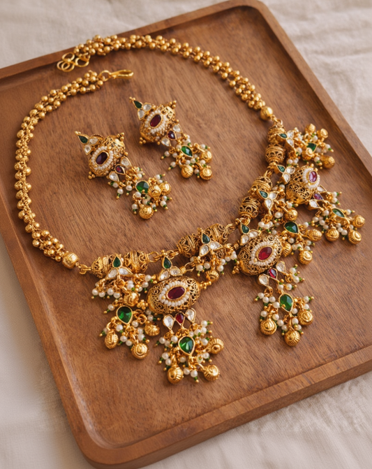 Multi Dodi Jadau Fusion Necklace-G356300