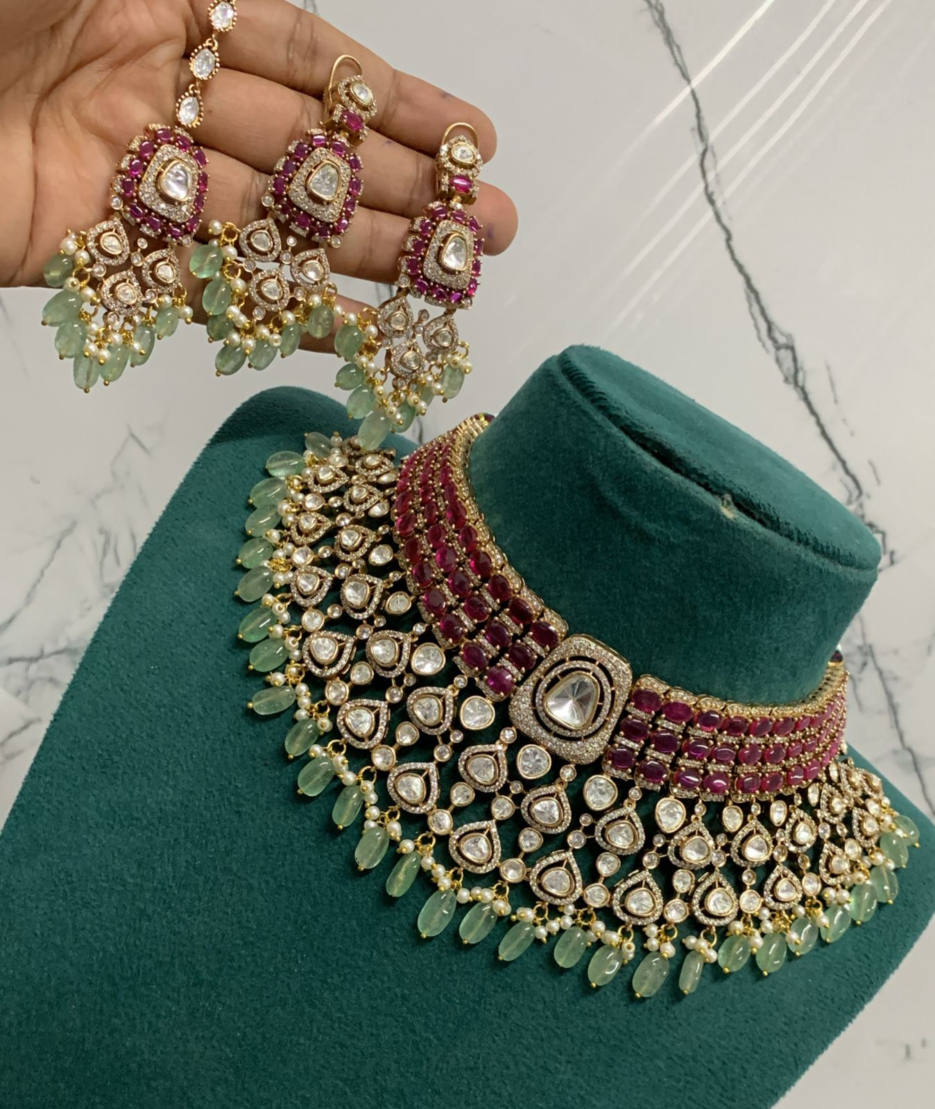 Ruby Reina Moissanite Kundan Necklace