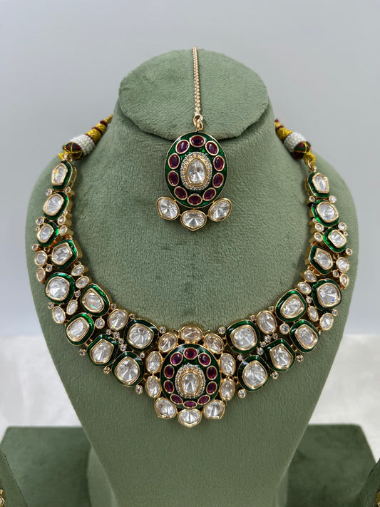 Reena Mina Kari Moissanite Kundan Necklace