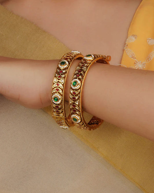 Gold Plated Multi Jadau Bangle-G3510300