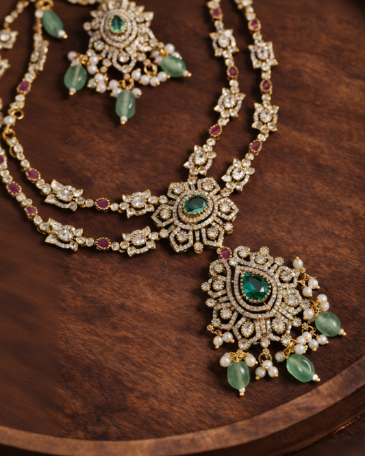 Emerald Victorian Layered Necklace Set-G353000