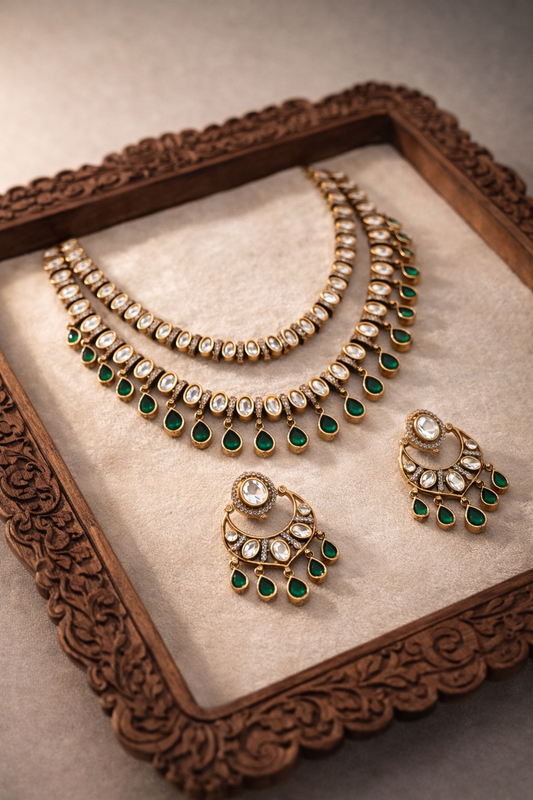 Luxury Two Line Mossainite Necklace Set