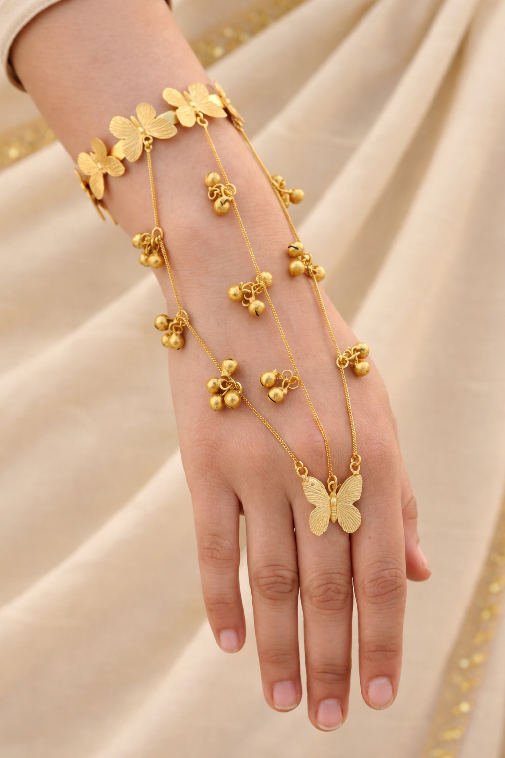 Butterfly Charm Gold Hathphool Bracelet