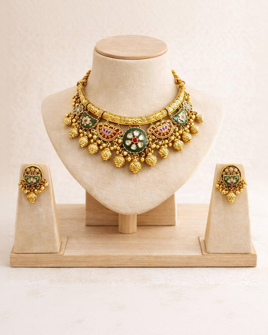 Artistic Designer Rajwadi Heritage Hasli Choker Necklace Set-G356300