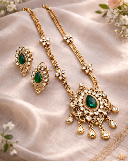 long chain necklace with a centerpiece pendant-G356400