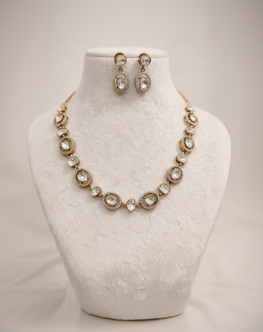 Single Line Mossainite Necklace Set-G352200