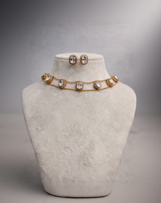 Mossainite Choker Necklace Set-G351500
