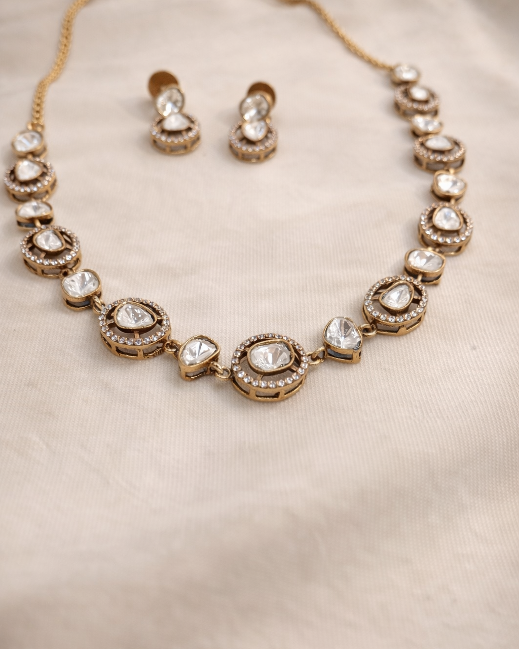 Single Line Mossainite Necklace Set-G352200