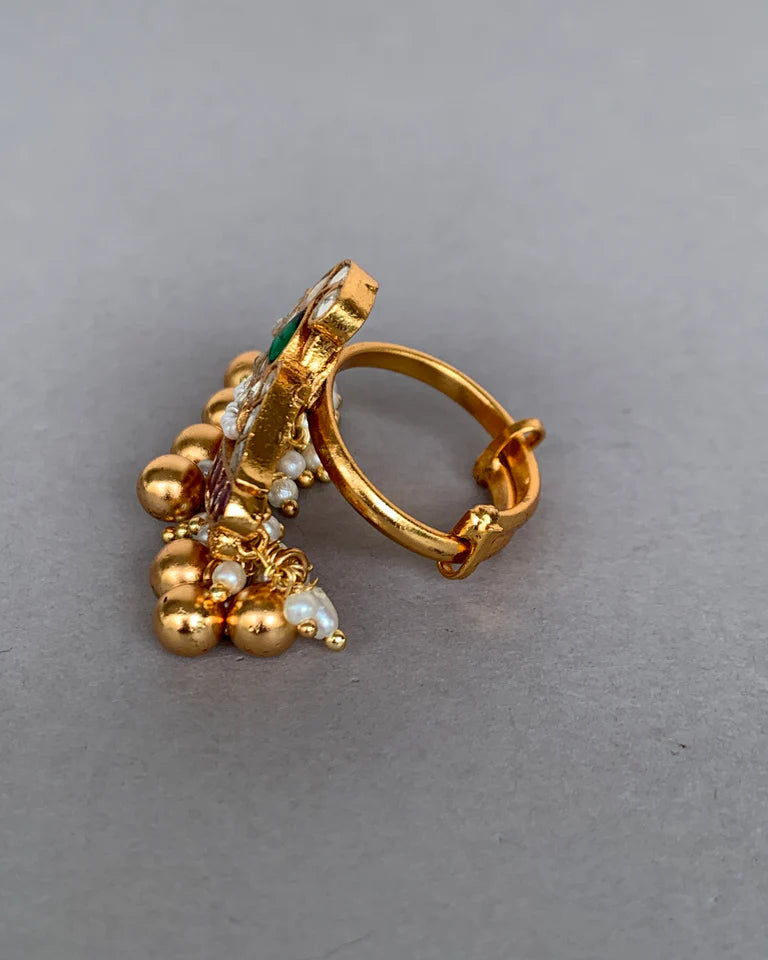 Jadau Kundan Peacock Motif Ring-G351500