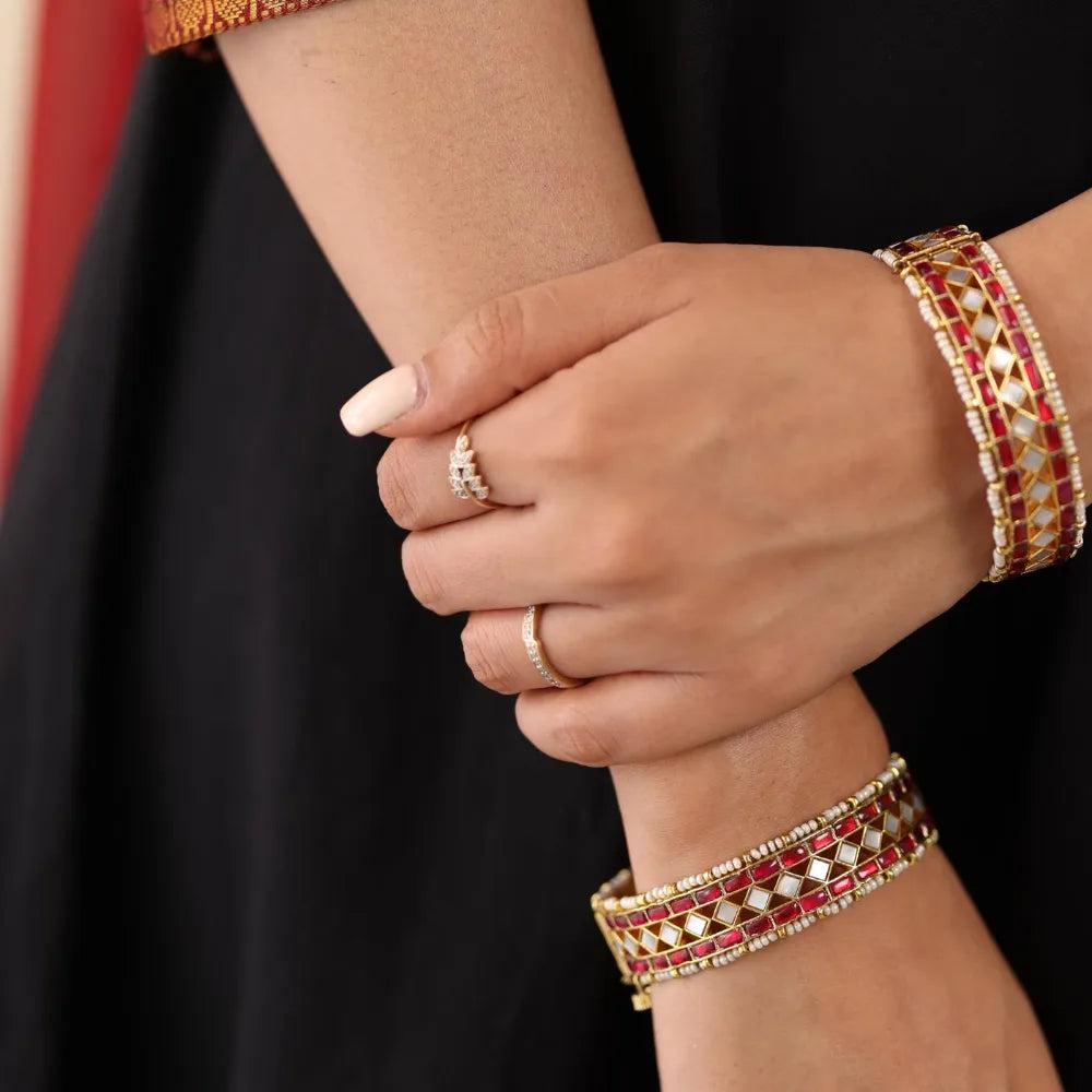 Gold Plated RehaaJadau Polki Bangles