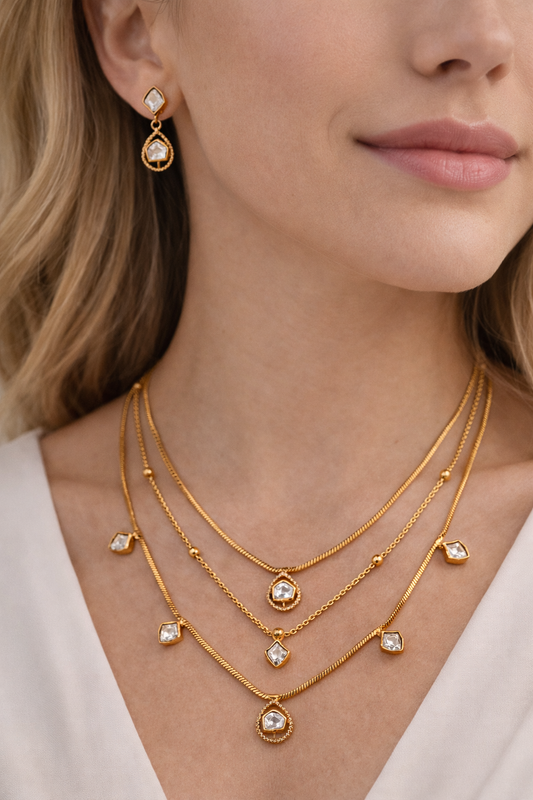 Three Line Mossainite Necklace