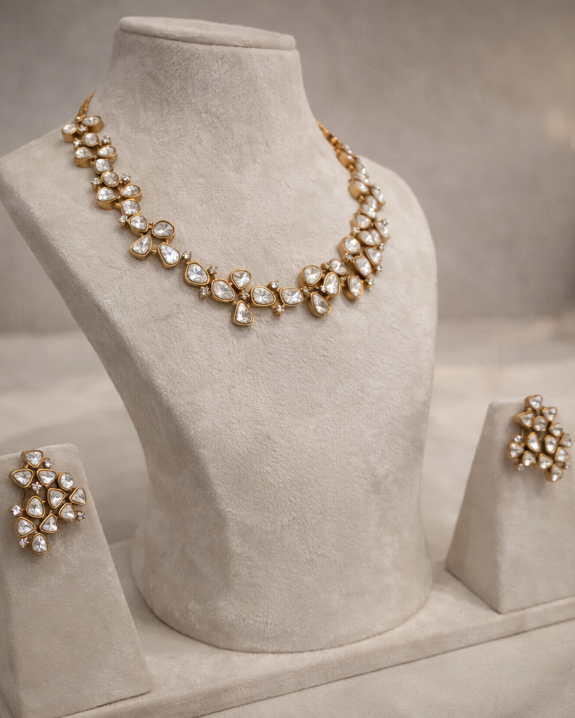 Asymmetric Mossainite Necklace Set-G356600