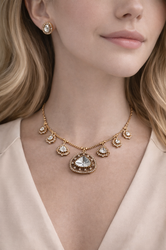 Droping Style Mossainite Chain Necklace