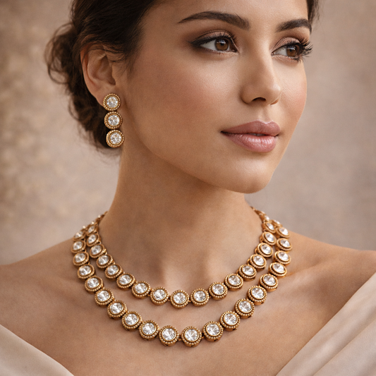 Two Line Mossainite Necklace Set