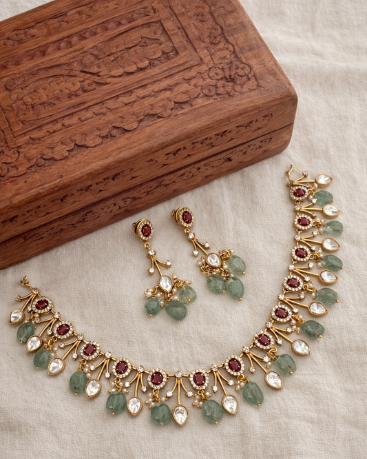 Rubaa Mossainite Rubby Necklace-G754200