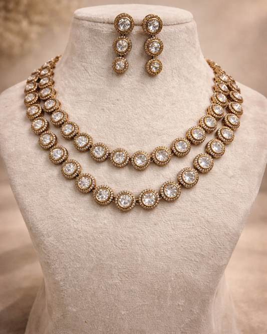 Two Line Mossainite Necklace Set-G354200