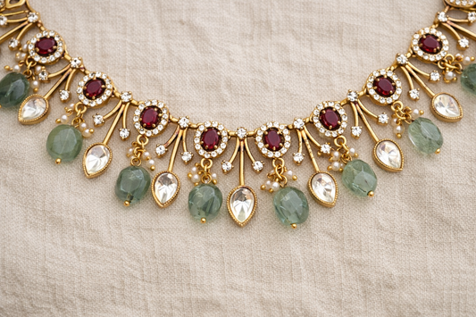 Rubaa Mossainite Rubby Necklace