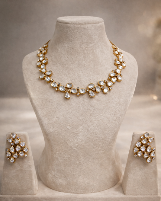 Asymmetric Mossainite Necklace Set-G356600