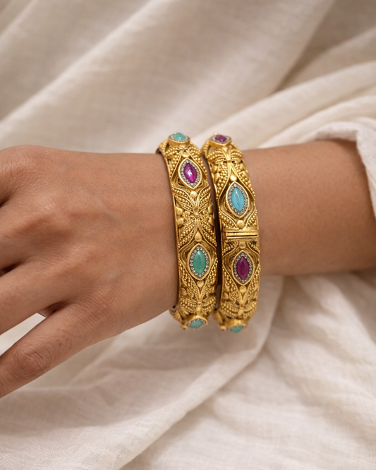 Antique Golden Heritage Bangles(Set of 2)-G354200