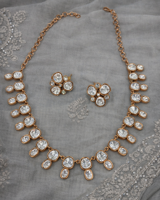 Gold Plated Moissanite Necklace Set-G354800
