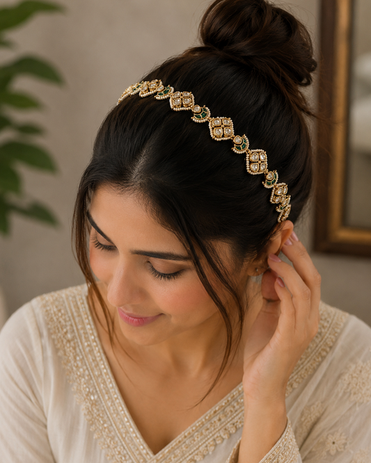 Jadau Kundan Mathapatti Hairband-G393400