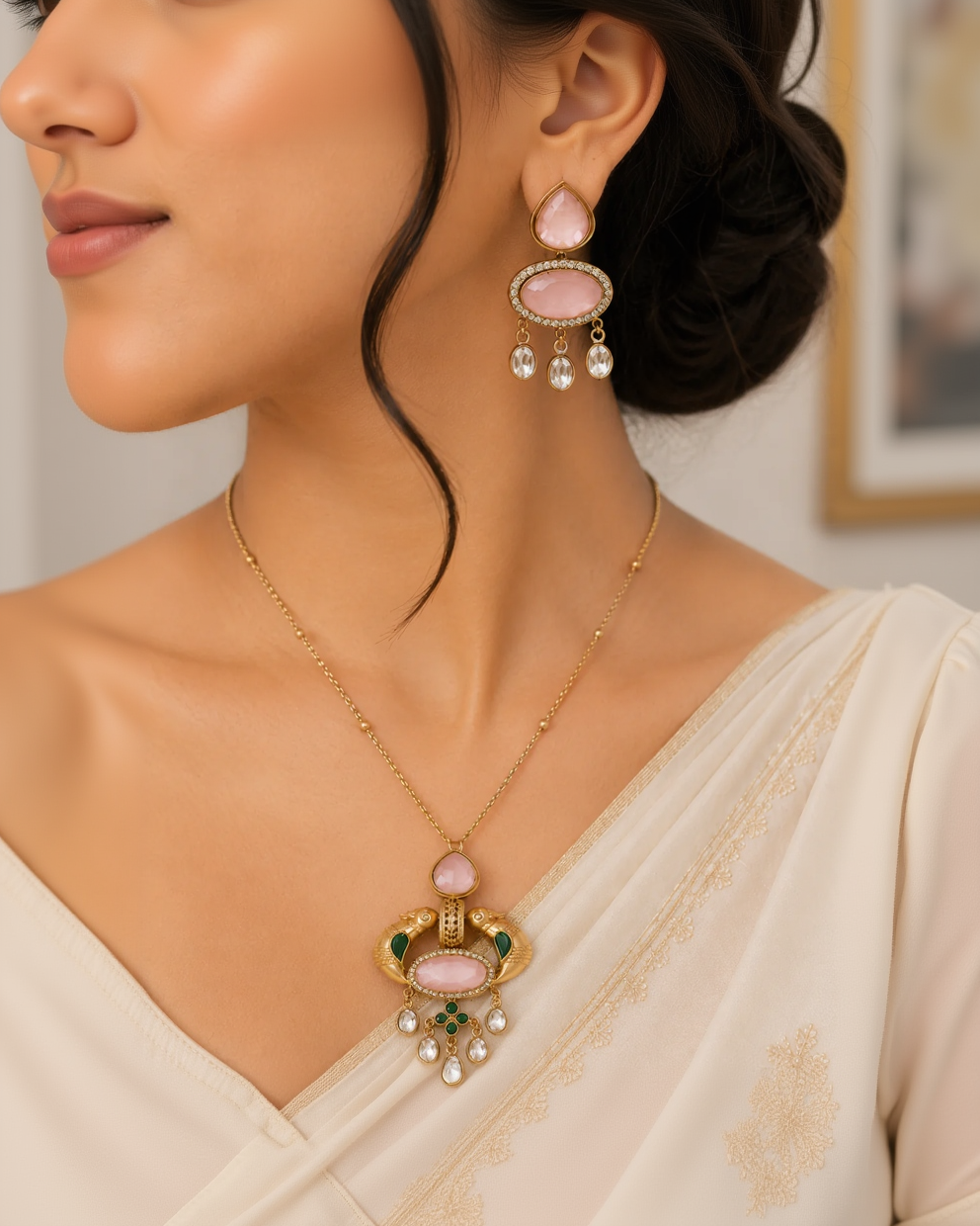 Victorian Polki Pendant Set-G453700