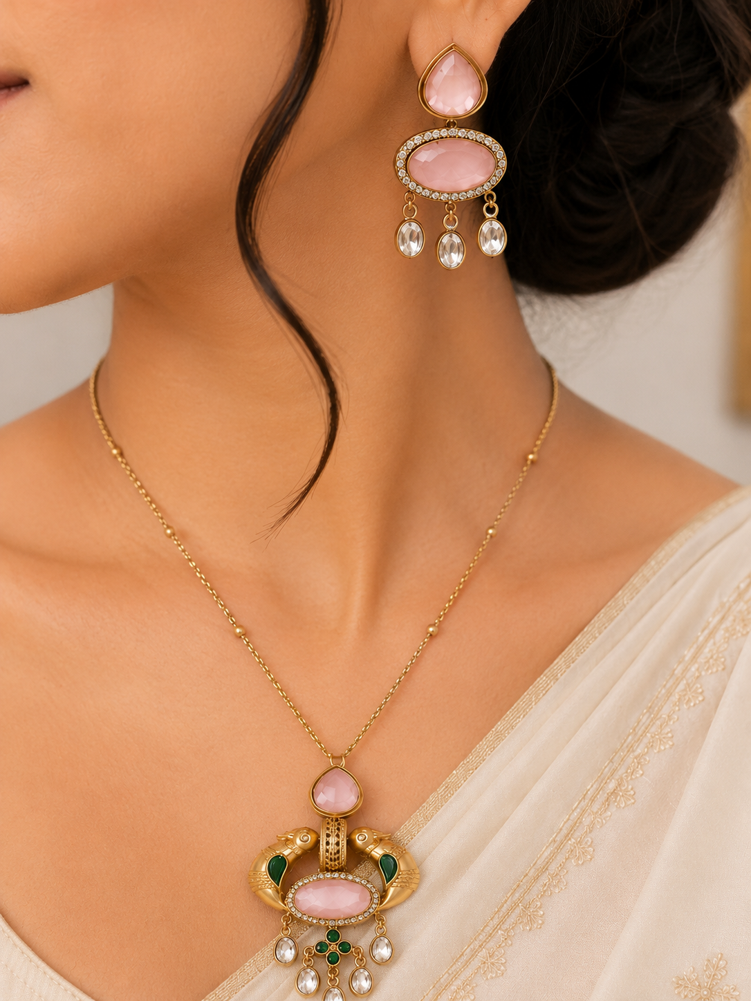 Victorian Polki Pendant Set-G453700