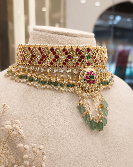 Handcrafted Jadau Kundan & Polki Choker Set-G117000