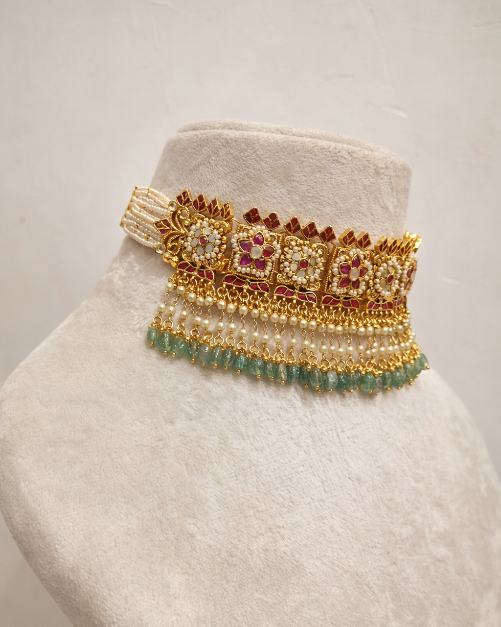 Pachi Kundan Jadav Choker Necklace Set-G14200