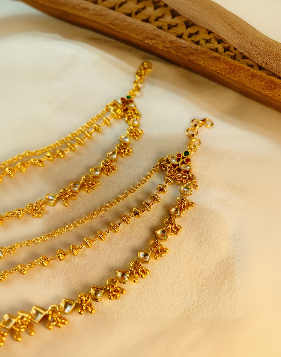 Gold Plated white Jadau Kansar(Pair)-G352800