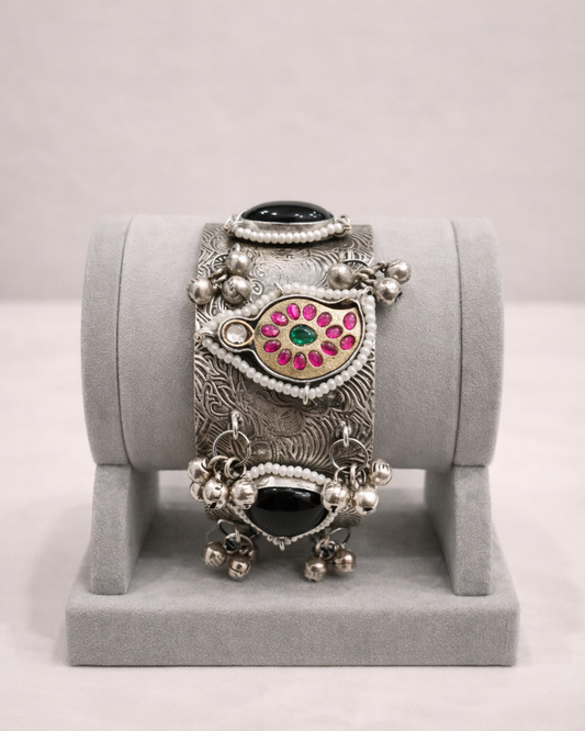 Oxidized Silver Bangles Kada/Cuff-G351400