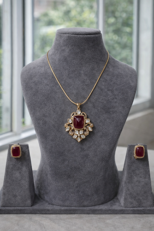 Ruby Mossonite Pendent Set