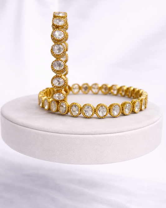 Gold Plated Mossonite Bangles(Set of 2)-G354800