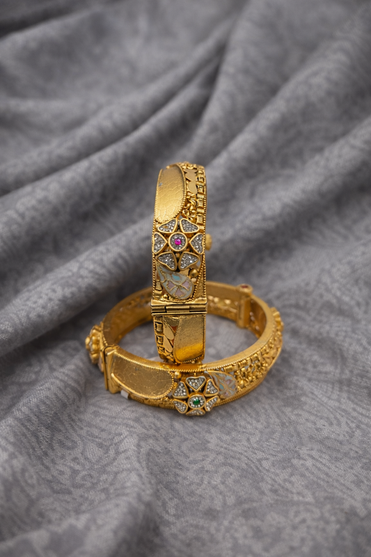 Heritage Gold Plated Bangles(Set of 2)