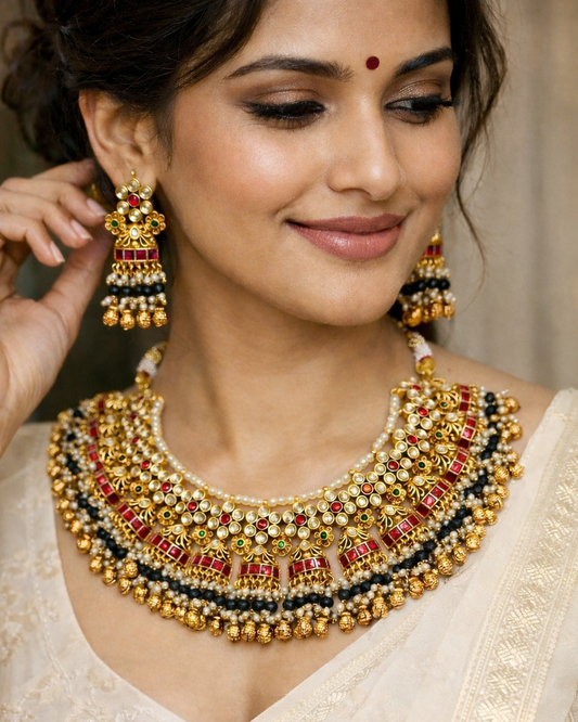Royal Jadau Pachi Kundan Choker Necklace Set-G3513800