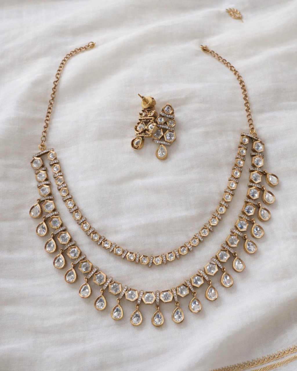 Antique Tone Mossonite Necklace Set-G353400