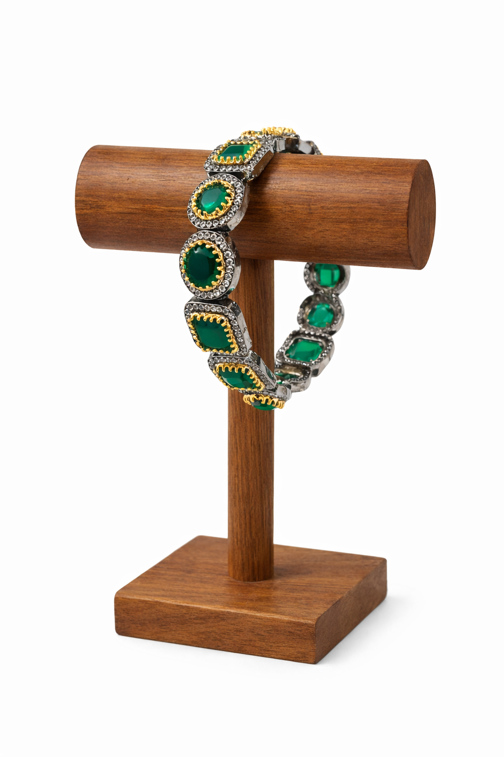 Victorian Emerald & American Diamond Bangles (Set of 2)