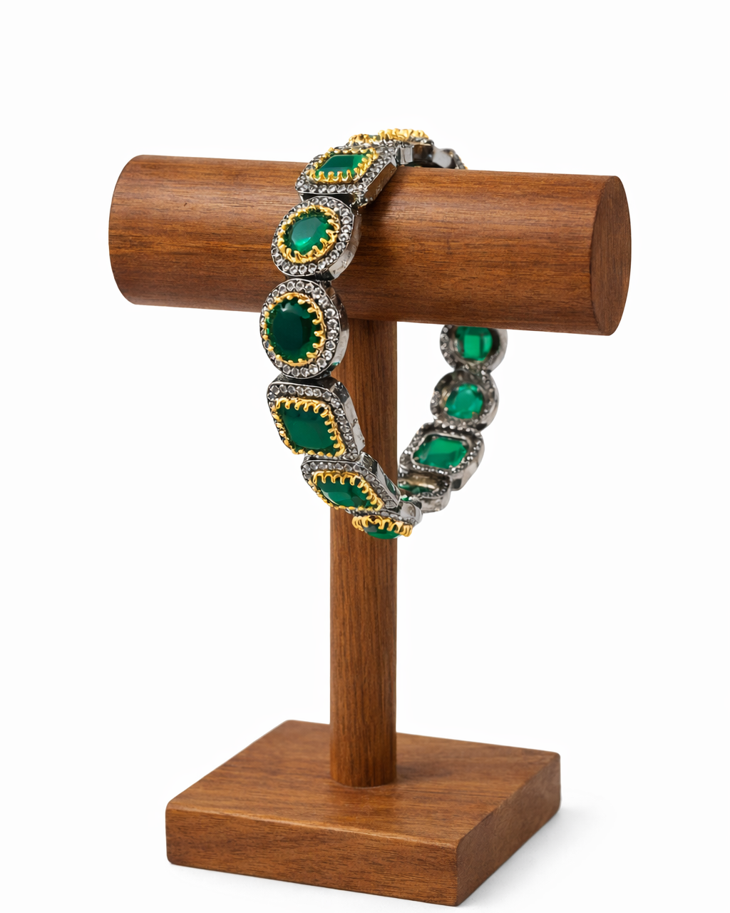 Victorian Emerald & American Diamond Bangles (Set of 2)-G353200