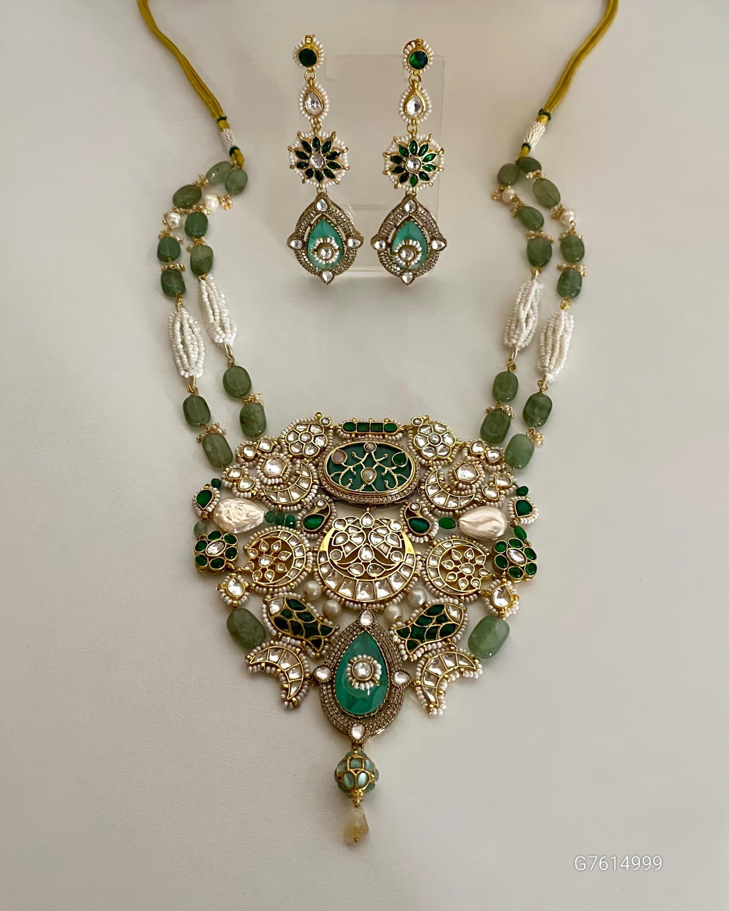 Celestial Teal & Royal Blue Kundan Necklace Set-G3514400