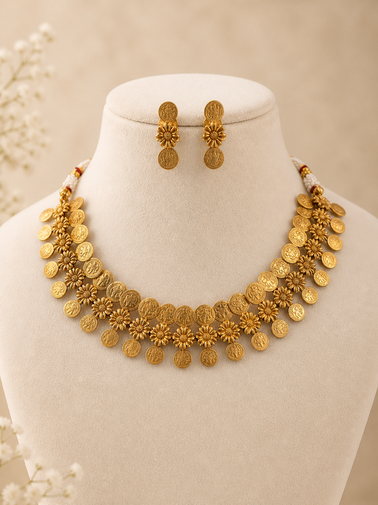 Lakshmi Coin Choker Necklace Set-G751100