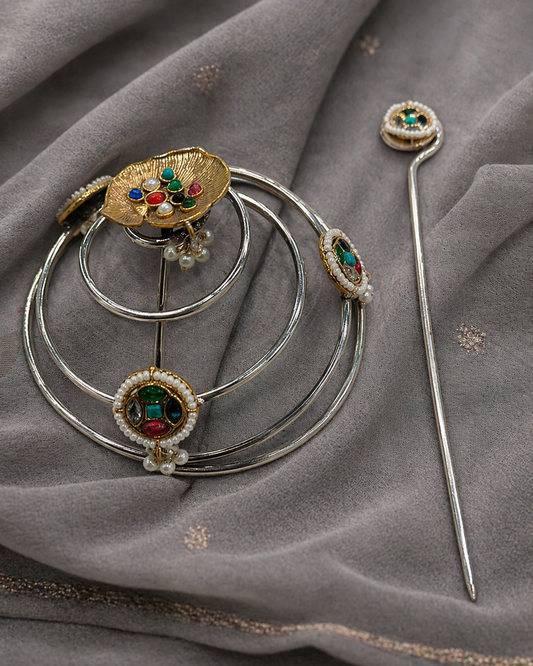 Jadau Kundan Hair Bun Cage-G741200