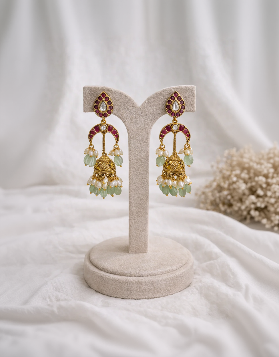 Gold-Finish Kundan & Pearl Hasli Necklace Set-G352500