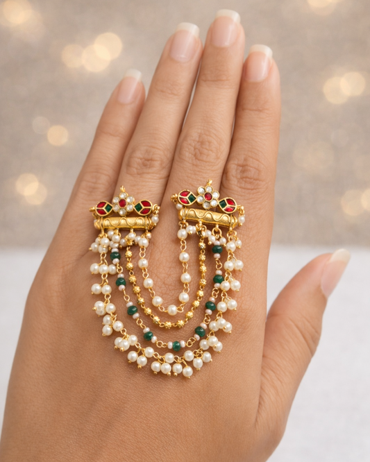 Jadau double finger julla ring-G352200