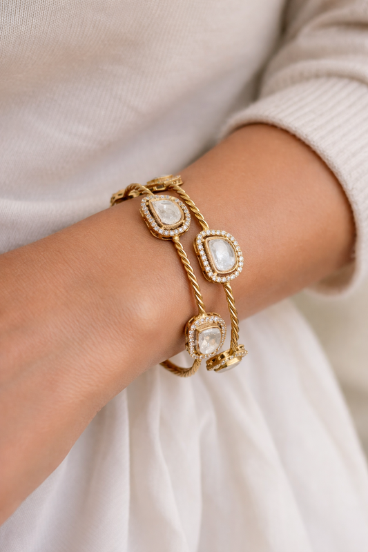 Gold-Plated Mossonite Bangles(Set of 2)