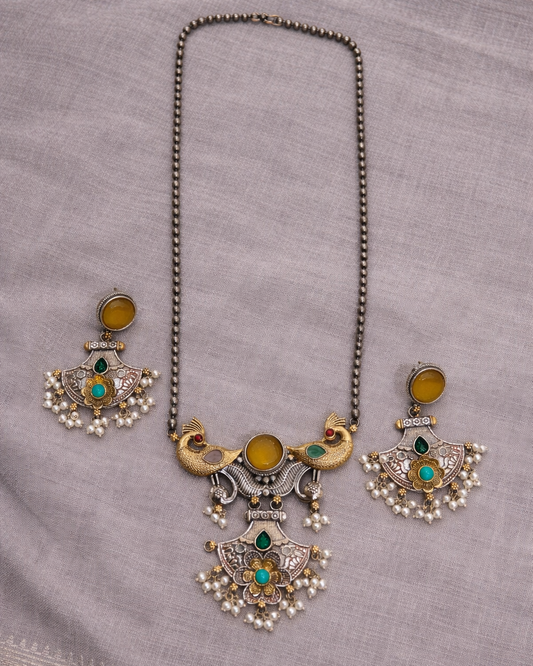 Oxidized Pendent Set with Gemstone Accents-G751500